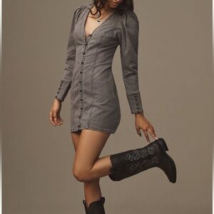 Pilcro Gray Denim Button-Down Dress